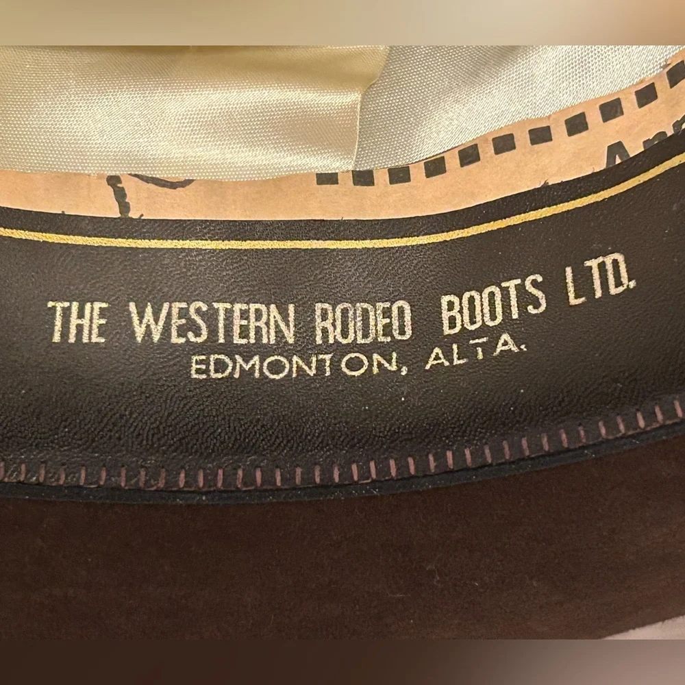 Vintage 1970s Western Rodeo Boots Edmonton Brown Felt Cowboy Hat 4x Quality - Picture 7 of 9